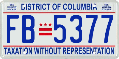 DC license plate FB5377