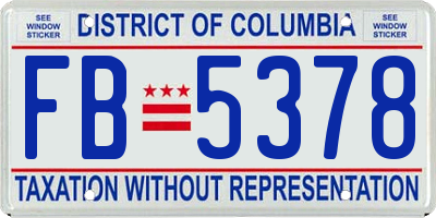 DC license plate FB5378