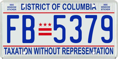 DC license plate FB5379