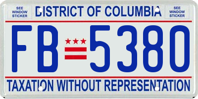 DC license plate FB5380