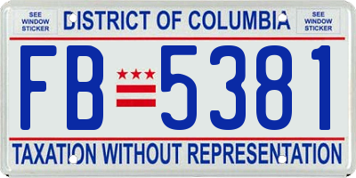 DC license plate FB5381