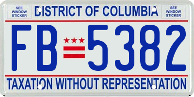 DC license plate FB5382