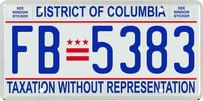 DC license plate FB5383