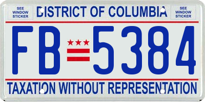 DC license plate FB5384