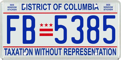 DC license plate FB5385