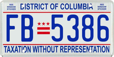 DC license plate FB5386