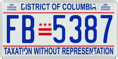 DC license plate FB5387