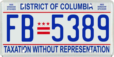 DC license plate FB5389