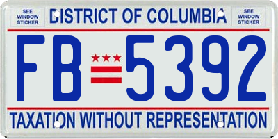 DC license plate FB5392