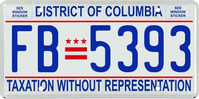 DC license plate FB5393