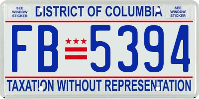 DC license plate FB5394