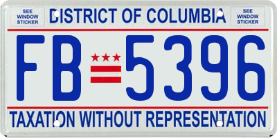 DC license plate FB5396