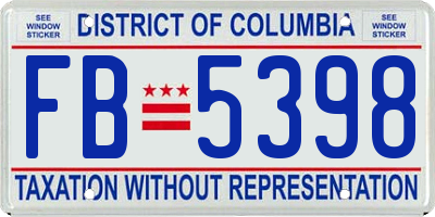 DC license plate FB5398