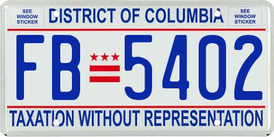 DC license plate FB5402