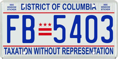 DC license plate FB5403