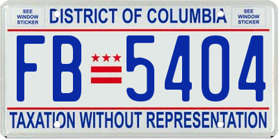 DC license plate FB5404