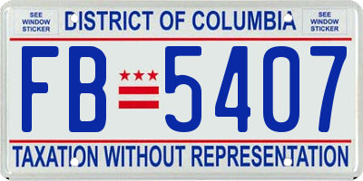 DC license plate FB5407