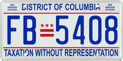 DC license plate FB5408