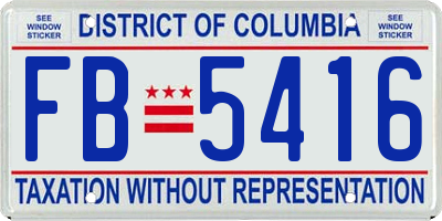 DC license plate FB5416