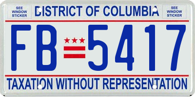 DC license plate FB5417