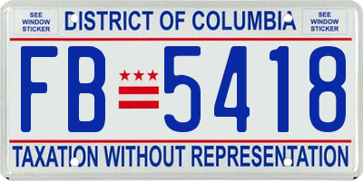 DC license plate FB5418