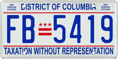 DC license plate FB5419