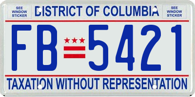 DC license plate FB5421