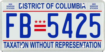 DC license plate FB5425