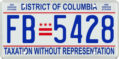 DC license plate FB5428