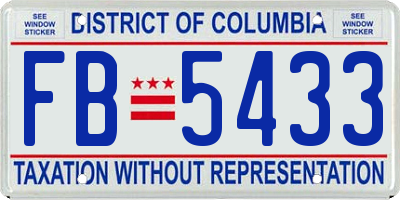 DC license plate FB5433