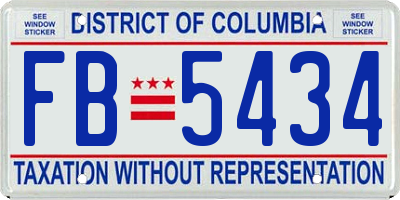 DC license plate FB5434