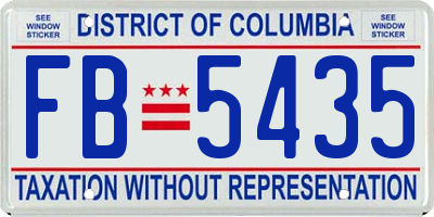 DC license plate FB5435