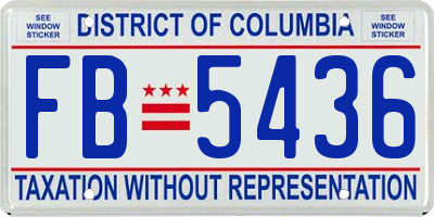 DC license plate FB5436