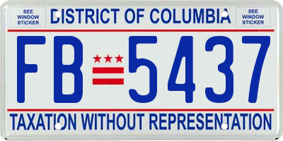 DC license plate FB5437