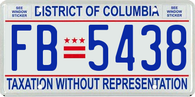 DC license plate FB5438