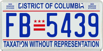 DC license plate FB5439