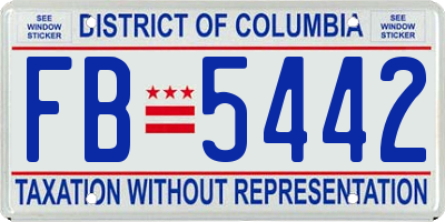 DC license plate FB5442