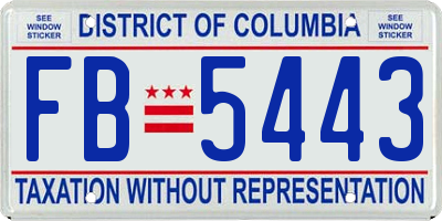 DC license plate FB5443