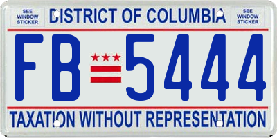 DC license plate FB5444