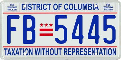 DC license plate FB5445