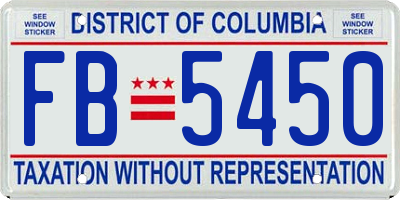 DC license plate FB5450