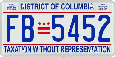 DC license plate FB5452