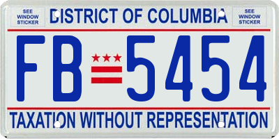 DC license plate FB5454