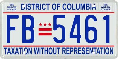 DC license plate FB5461