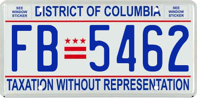 DC license plate FB5462