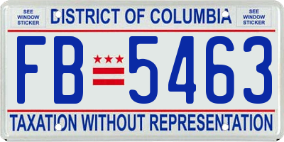 DC license plate FB5463