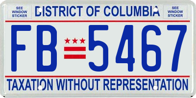 DC license plate FB5467