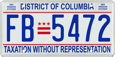 DC license plate FB5472