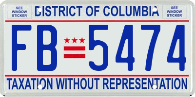 DC license plate FB5474