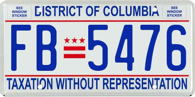 DC license plate FB5476